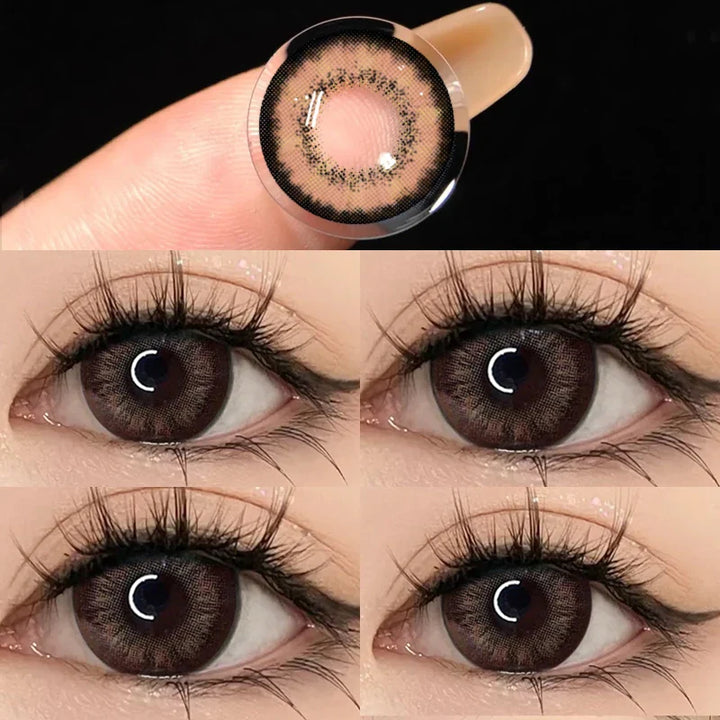 Rynx | 1 Pair Colored Contact Lenses for Eye Color Yearly Natural Amber Gray Lens Cosmetic Soft Glasses Beauty Fashion Pupil with Lenses