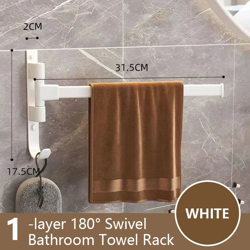 Lisslune | Bathroom Towel Holder Rotatable Towel Rack Space Aluminum 1/2/3/4/5-Bar Towel Holder Kitchen Shelf Kitchen Hanging Shelf Wall Mounted