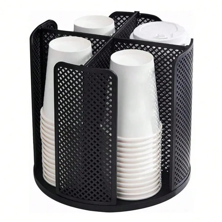 Rynx | Cup storage shelf 360° rotating cup and lid holder dispenser organizer for home kitchen restaurant bar