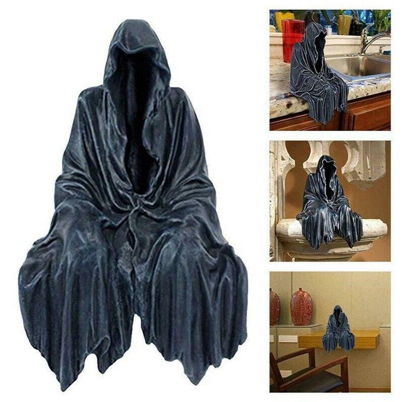 Lisslune | Ethereal Black Grim Reaper Resin Sculpture for Dark Fantasy Enthusiasts