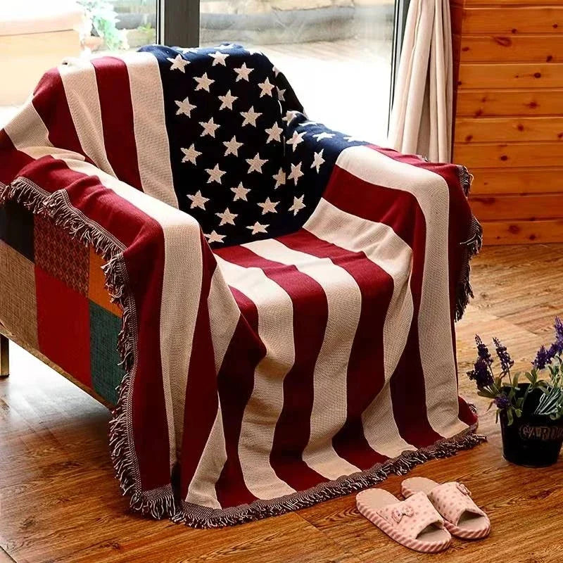 Rynx | UK USA Flag American Blanket Mat Cover Bedspread Star Sofa Cover Cotton Air Bedding Room Decor Tapestry Throw Rug United States