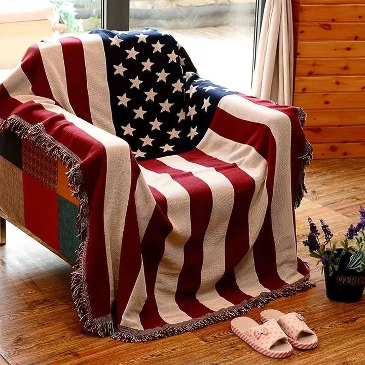 Rynx | UK USA Flag American Blanket Mat Cover Bedspread Star Sofa Cover Cotton Air Bedding Room Decor Tapestry Throw Rug United States