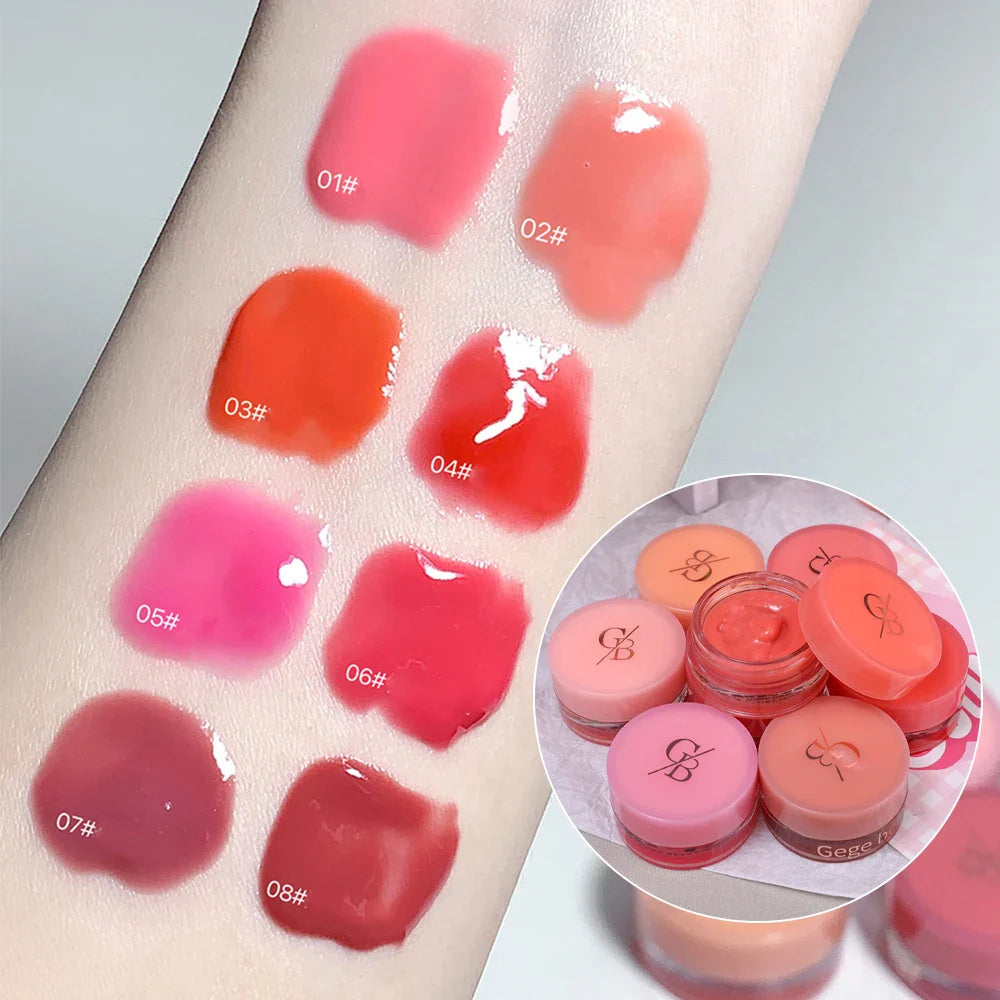 Rynx | Jelly Canned Lip Glaze 8 Colors Mirror Water Light Jam Lip Color Pigmented Long-lasting Moisturizing Plumping Lip Gloss Makeup