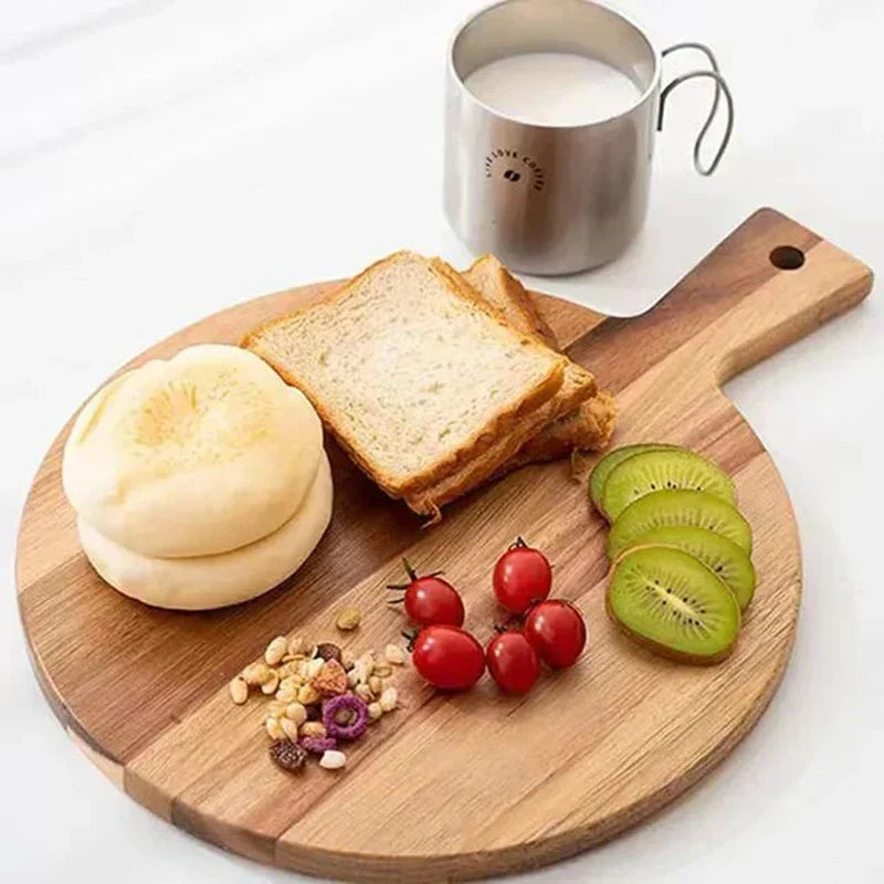 Lisslune | Acacia wood pizza shovel and serving board with handle