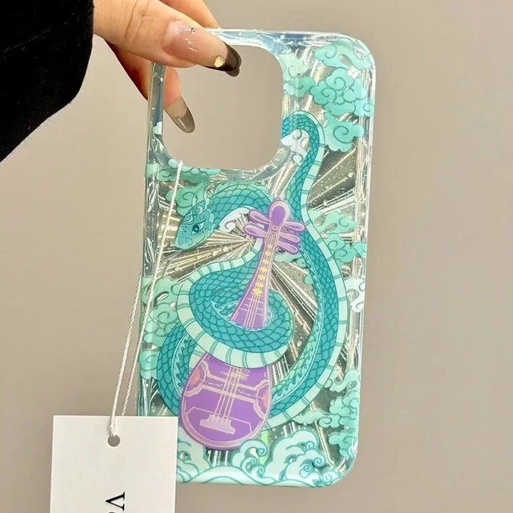 Lisslune | Grüner Schlangen-Spieler am Klavier Handyhülle für iPhone 16 Pro Hüllen iPhone 15 14 13 12 11 Pro Max XS X XR 7 8 Plus Klare weiche Hülle