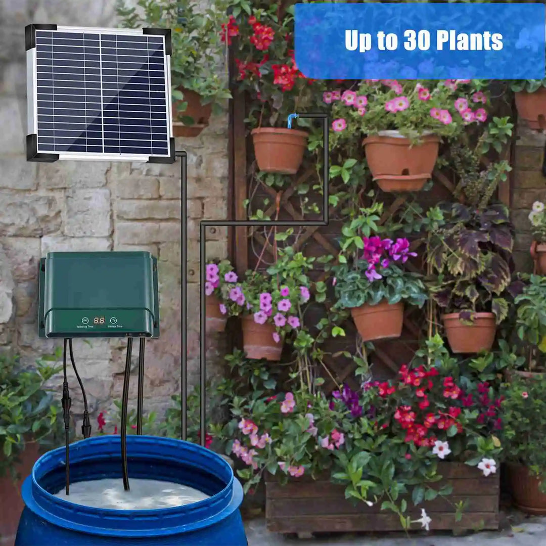 Lisslune | Solar Drip Irrigation System Kit Automatic Watering with 30 Modes & 7 Timers – AquaFlow