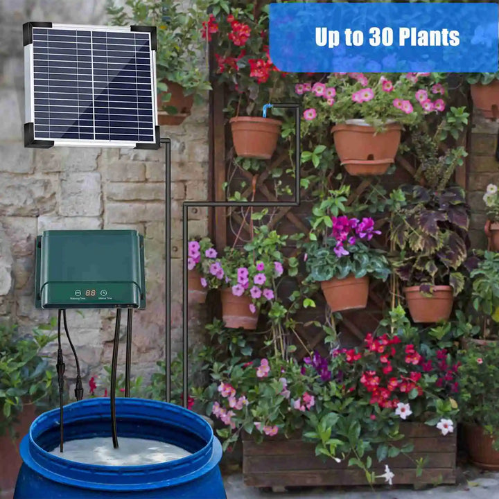 Lisslune | Solar Drip Irrigation System Kit Automatic Watering with 30 Modes & 7 Timers – AquaFlow