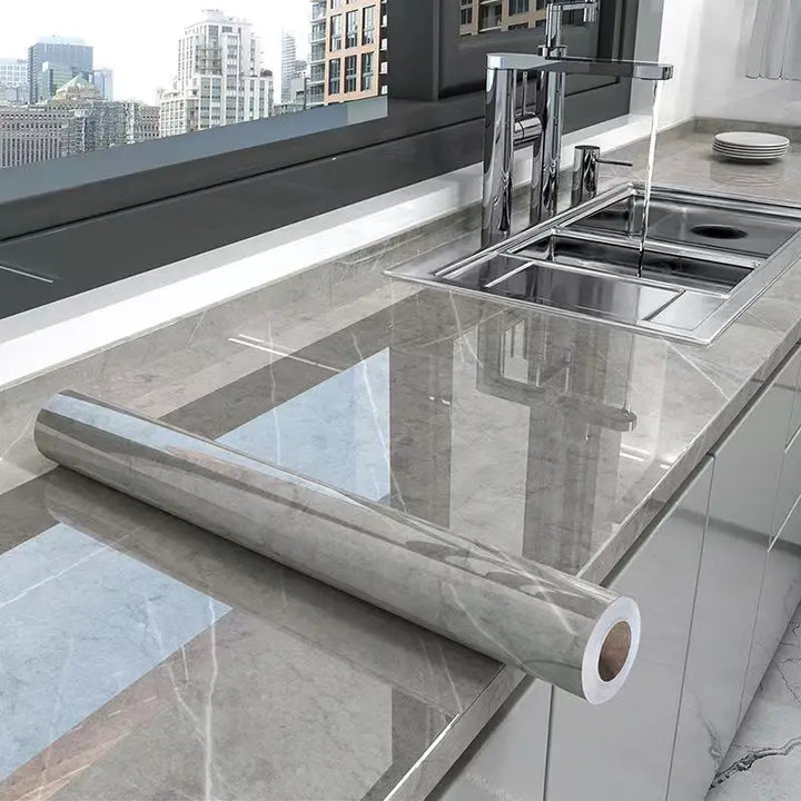Lisslune | Marble Kitchen Oil-Proof Film - Self-Adhesive Waterproof Wallpaper for Stove, Countertop, Cabinet, Tile Renovation