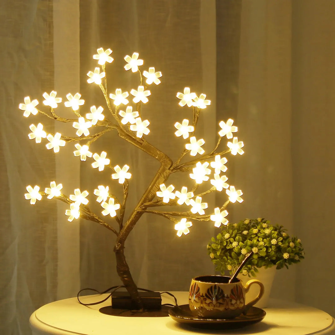 Rynx | Cherry Blossom Tree Light, 17 inch 40LED Illuminated Table Decoration Artificial Flower Bonsai Tree Lamp USB Powered Gifts for Home Decor