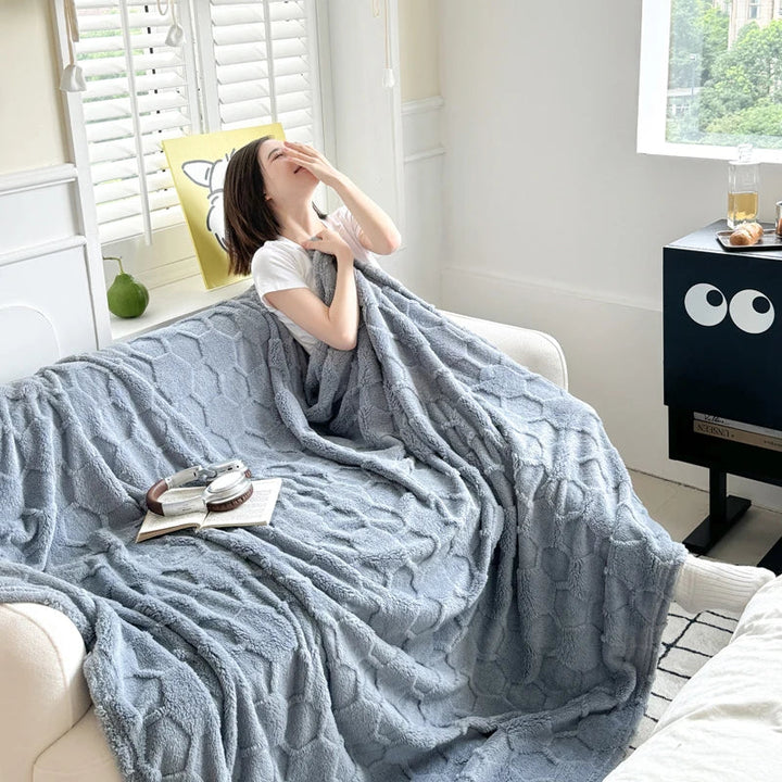 Rynx | New Tafu Velvet Cross Border Double-Sided Jacquard Football Grid Thick Duvet Cover for Bedding Sofa