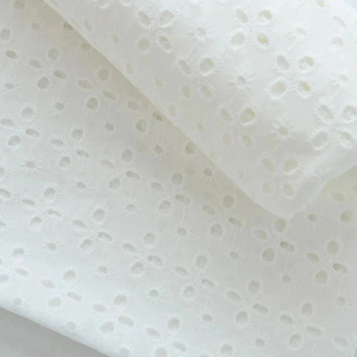 Lisslune | Elegant 100% Cotton White Lace Material