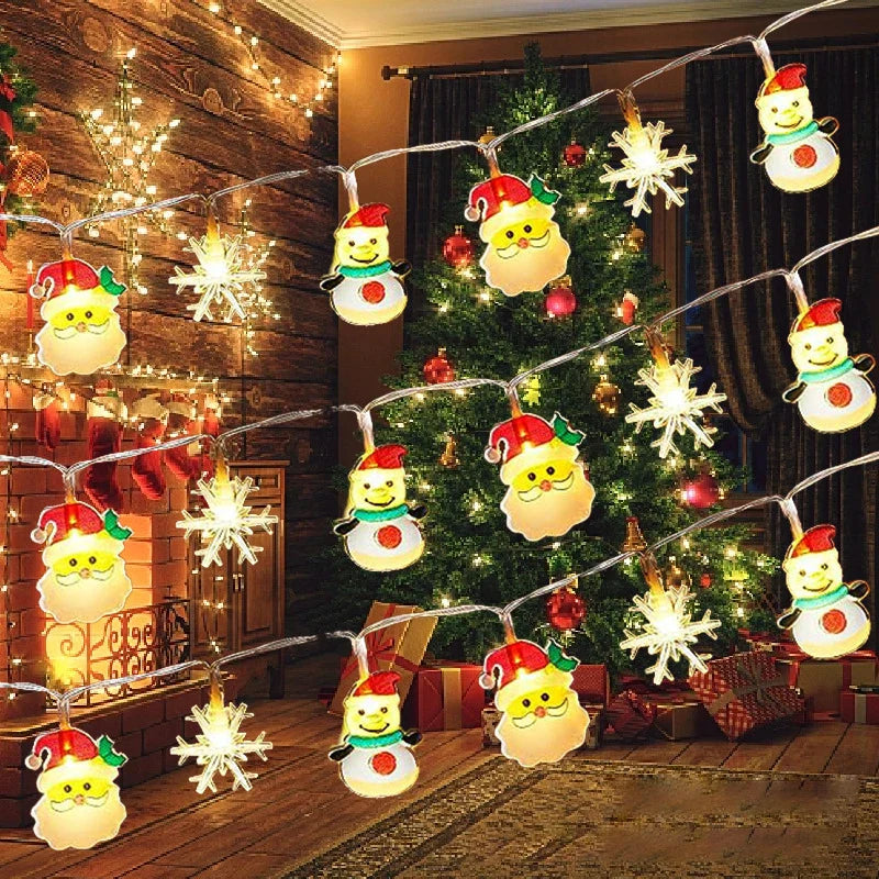 Rynx | Christmas lights Santa snowman battery-operated garland LED Christmas decoration light party New Year's decoration
