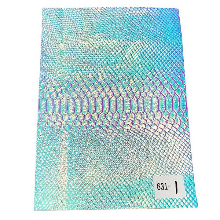 Lisslune | Iridescent holographic synthetic leather craft sheet with snakeskin embossing