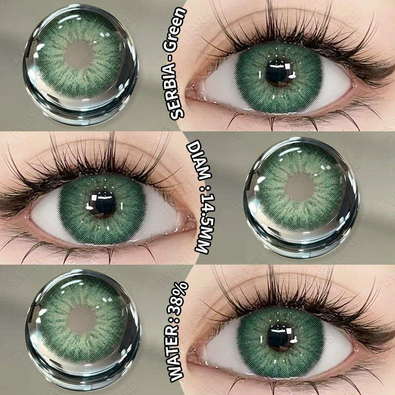 Rynx | New Lenses 1 Pair Colored Lenses for Eyes Green Contact Lenses Fashion Blue Eye Lenses Annual Gray Contact Lenses