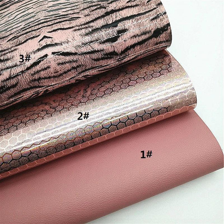 Lisslune | Shiny Pink Tiger & Snake Synthetic Leather DIY Craft Kit