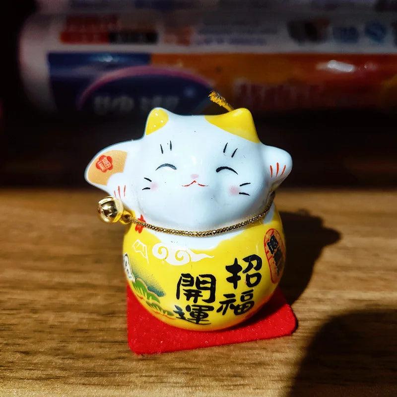 Lisslune | Charming Japanese Ceramic Lucky Cat Daruma Figurine for Home Decor and Gifts