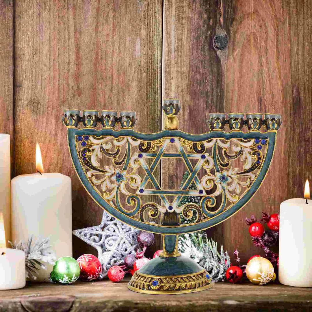 Lisslune | Auriona Menorah Candle Holder | Chanukah Candelabrum & Table Decoration | Wedding & Holiday Decoration | Luxurious Elegance