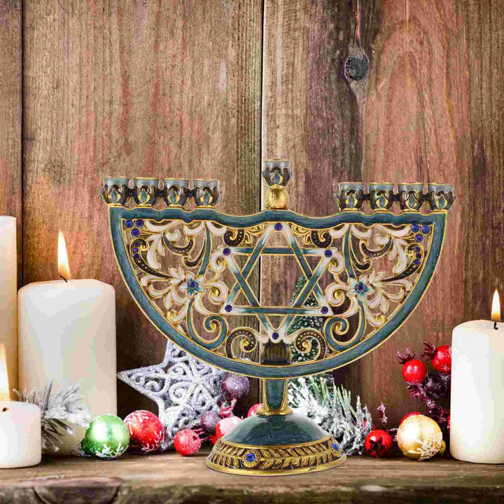 Lisslune | Auriona Menorah Candle Holder | Chanukah Candelabrum & Table Decoration | Wedding & Holiday Decoration | Luxurious Elegance
