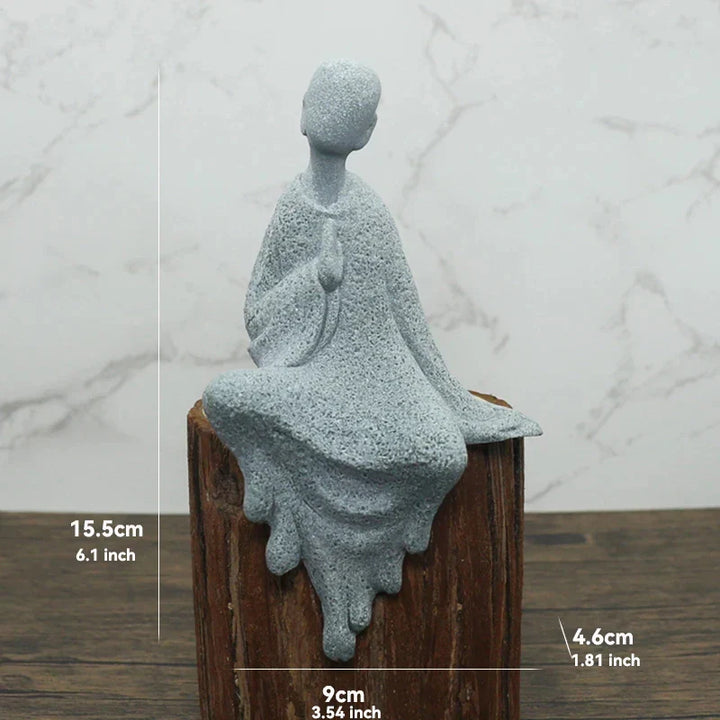 Lisslune | Buddha Stone Statue Small Buddhist Monks Tibetan Buddhism Figures Zen Garden Ornament Meditation Home Aquarium Decoration