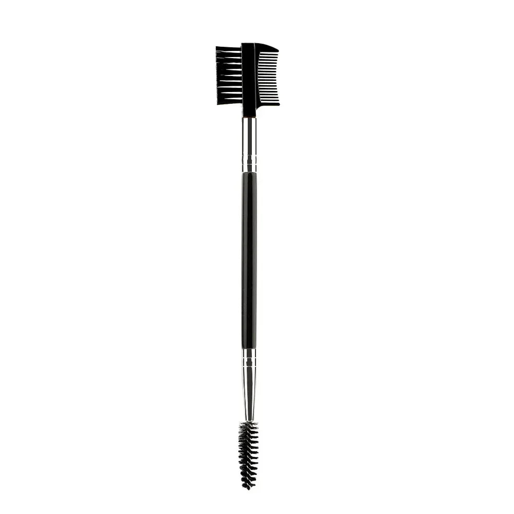 Rynx | Double-Sided Wooden Handle Eyebrow Brush Eyelash Brush 2 In 1 Professional Makeup Brush Eyelash Curler Diagonal Corner Brush