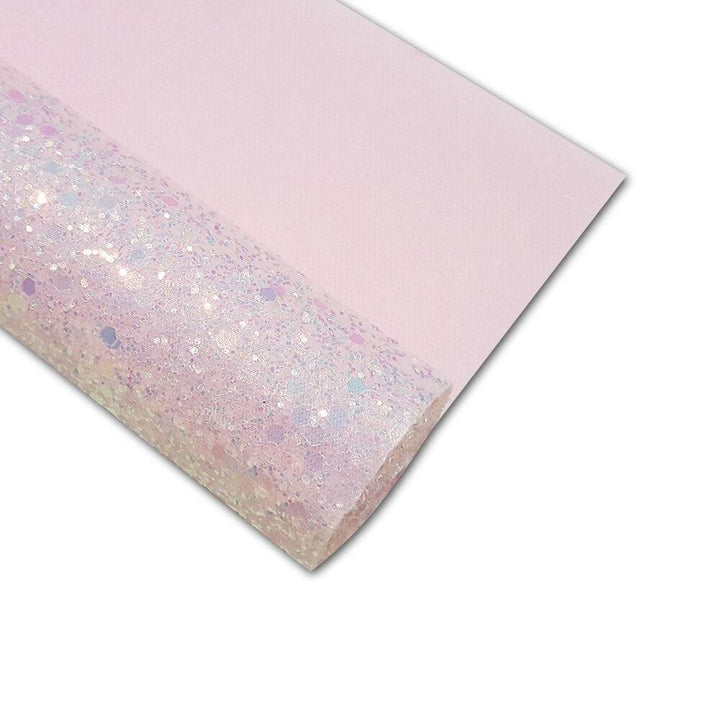 Lisslune | Sparkling Black and White Chunky Glitter Synthetic Leather Craft Sheet for Creative DIYs