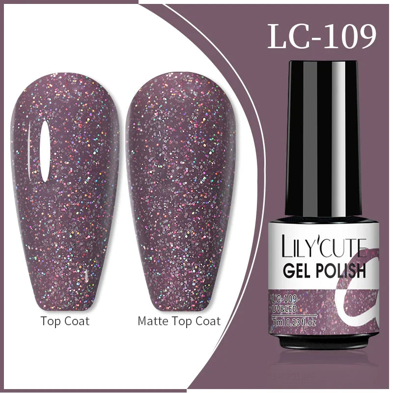 Rynx | 7ml Glitter Gel Nail Polish Semi Permanent Sequins Soak Off UV Gel Colorful DIY Nail Art Polishes
