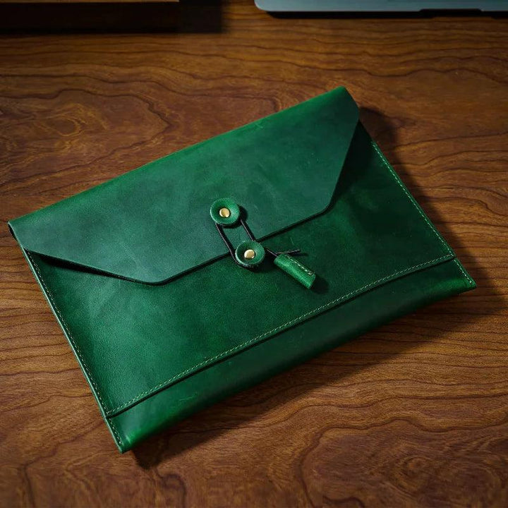 Lisslune | Retro Round Leather Laptop Sleeve with multifunctional storage