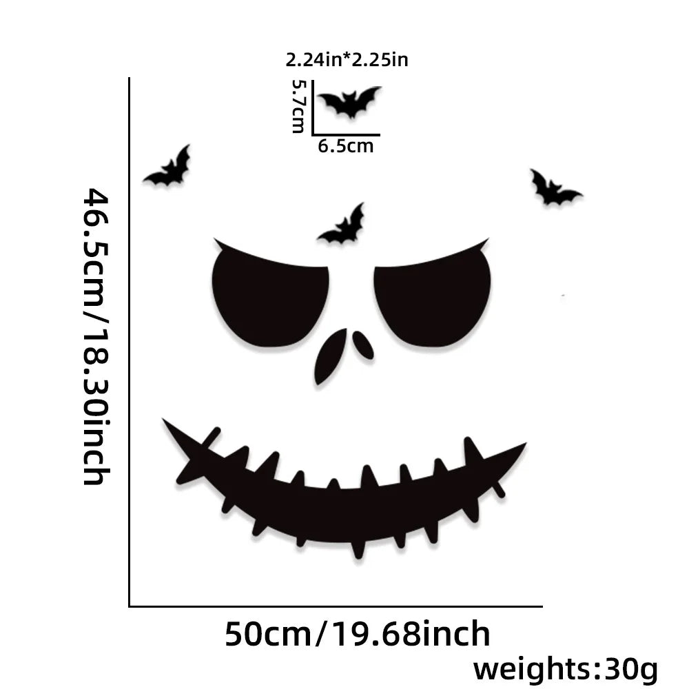 Rynx | Black Halloween Decoration Skeleton Hand Pumpkin Door Sticker Ghost Festival Party Decor Grinning Mouth Wall Sticker Happy Halloween
