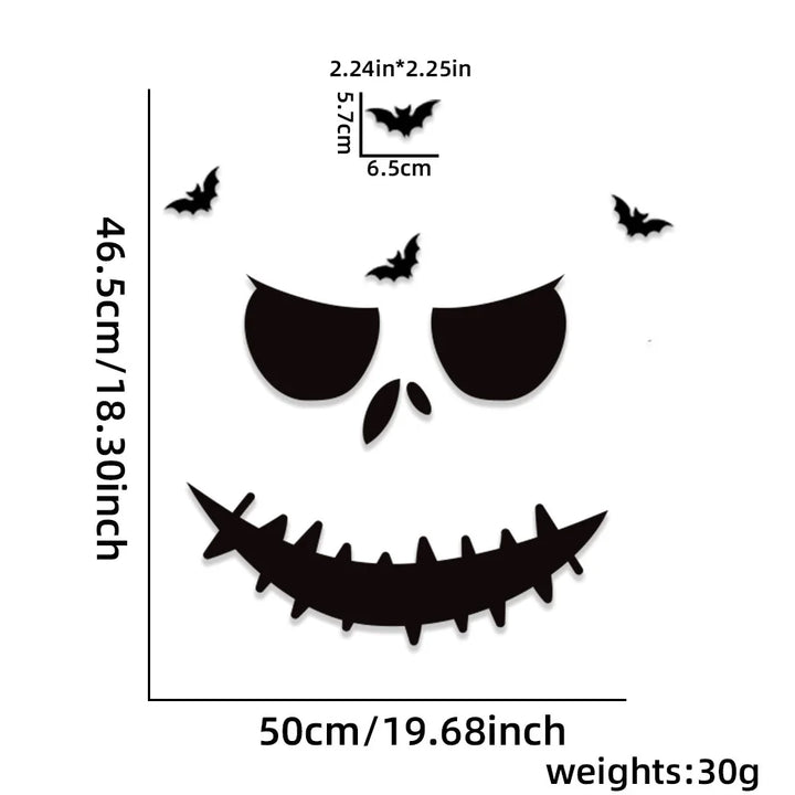 Rynx | Black Halloween Decoration Skeleton Hand Pumpkin Door Sticker Ghost Festival Party Decor Grinning Mouth Wall Sticker Happy Halloween