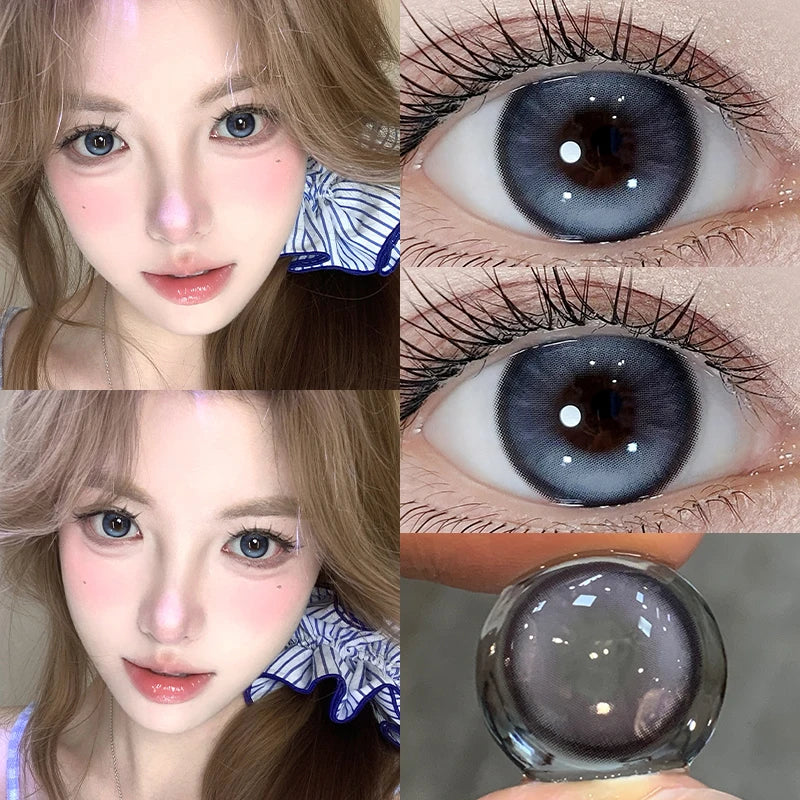 Rynx | 2PCS Myopia Lenses Colored Contact Lenses with Degree Natural Colored Eye Lenses with Diopters Blue Contact Lenses