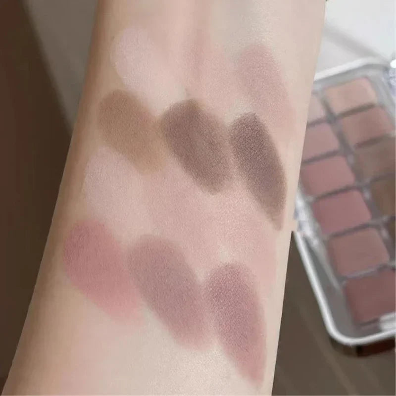 Rynx | Cool Tones Eyeshadow Low Saturation Matte Eyeshadow Palette Nude Pure Color Eye Pigment Korean 12 Colors Makeup Products