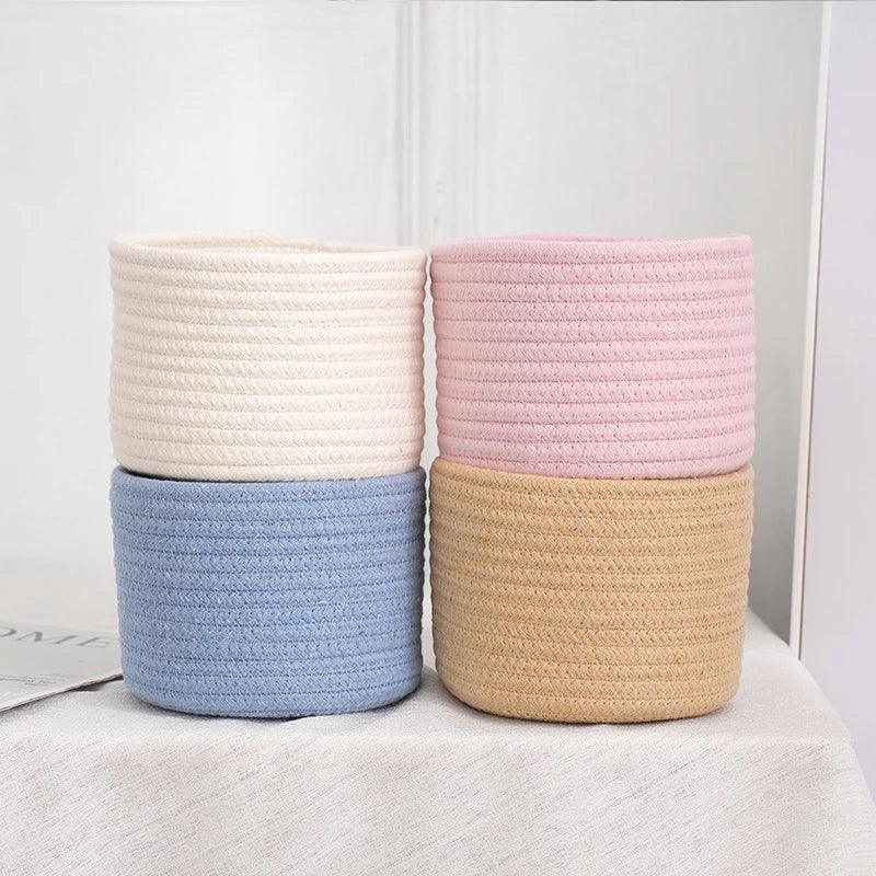 Lisslune | Stylish hand-woven cotton rope basket for home organization and storage