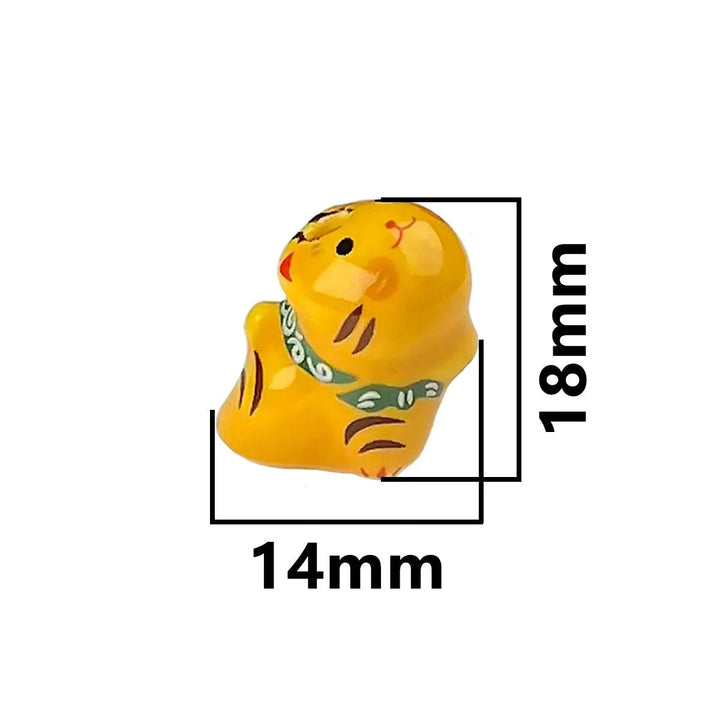 Lisslune | Charming anime-inspired lucky cat ceramic beads for creative jewelry projects - 15x21mm porcelain essentials with vertical hole