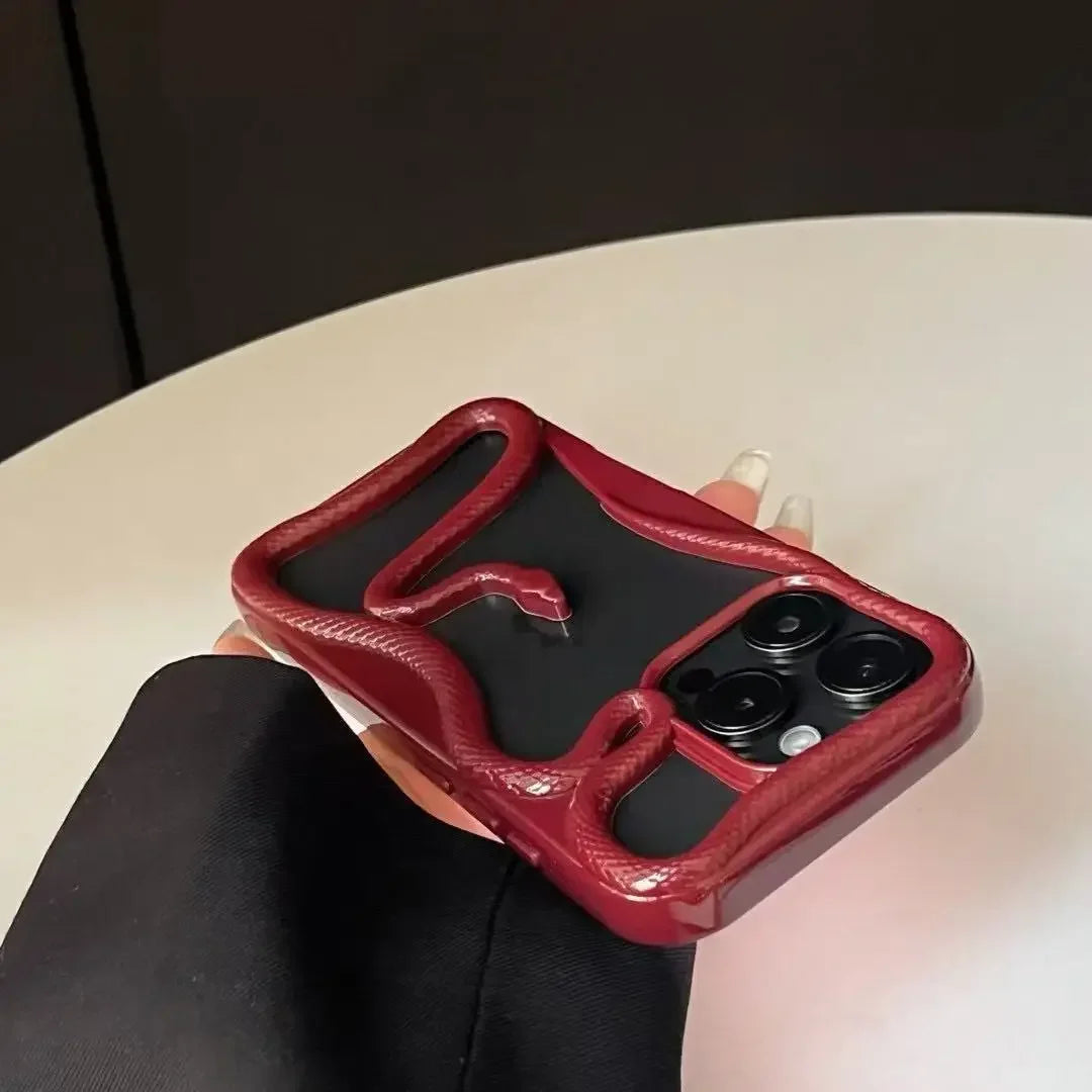 Lisslune | Plating Weicher Gummi Rahmen Hohler Schlange Handyhülle Für iPhone 11 12 13 14 15 16 Pro Max Objektivschutz Unregelmäßige Stoßfeste Hülle