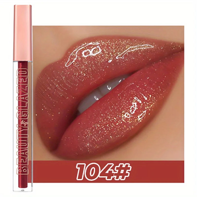 Rynx | Liquid Lipstick Chewy Golden Metallic Lip Gloss Shimmer Texture Golden Bling Glitter Lipstick Suitable Makeup Face Painting