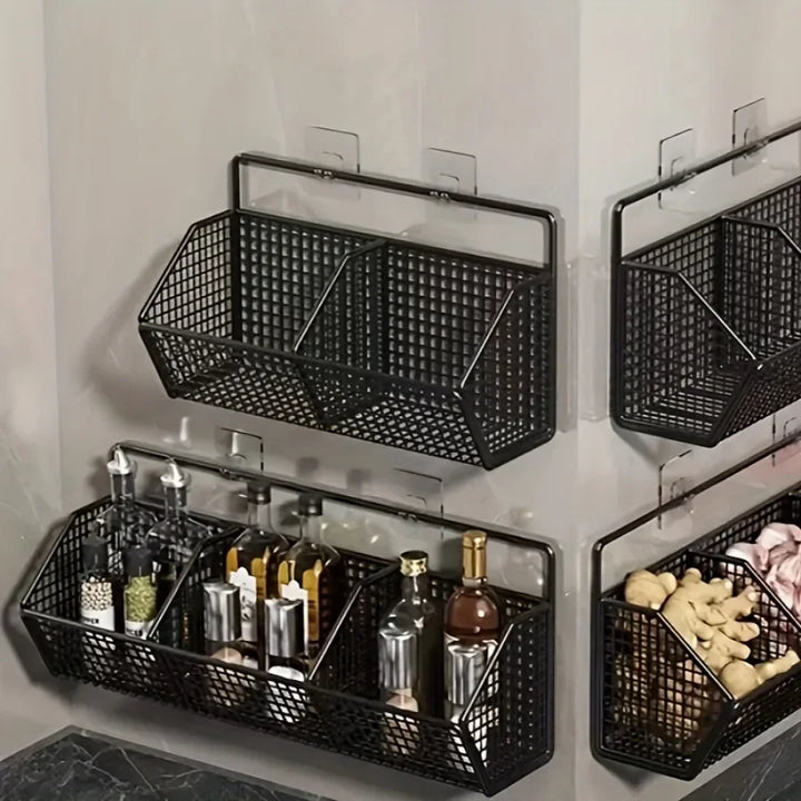 Rynx | Grid Kitchen Organizer Basket Wall Mounted Dish Drainboard Functional Fruit Vegetable Storage Kitchen Accessories