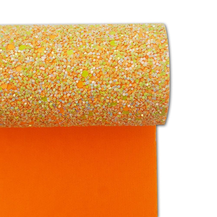 Lisslune | Lively Orange Glitter Faux Leather Craft Roll for Creative Projects