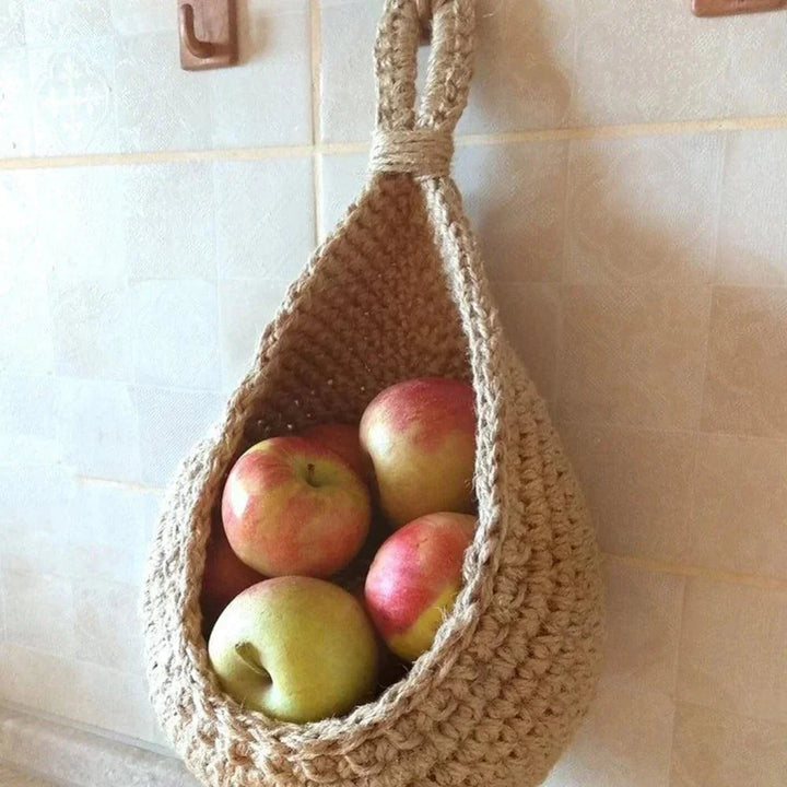 Lisslune | Sustainable Bohemian Jute Rope Hanging Basket for Elegant Fruit Presentation