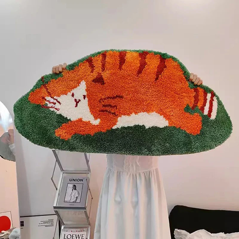 Rynx | Cute padded cat bedroom rug Soft cartoon animal rug bathroom mat living area pad doormat aesthetic home decoration 50x110cm