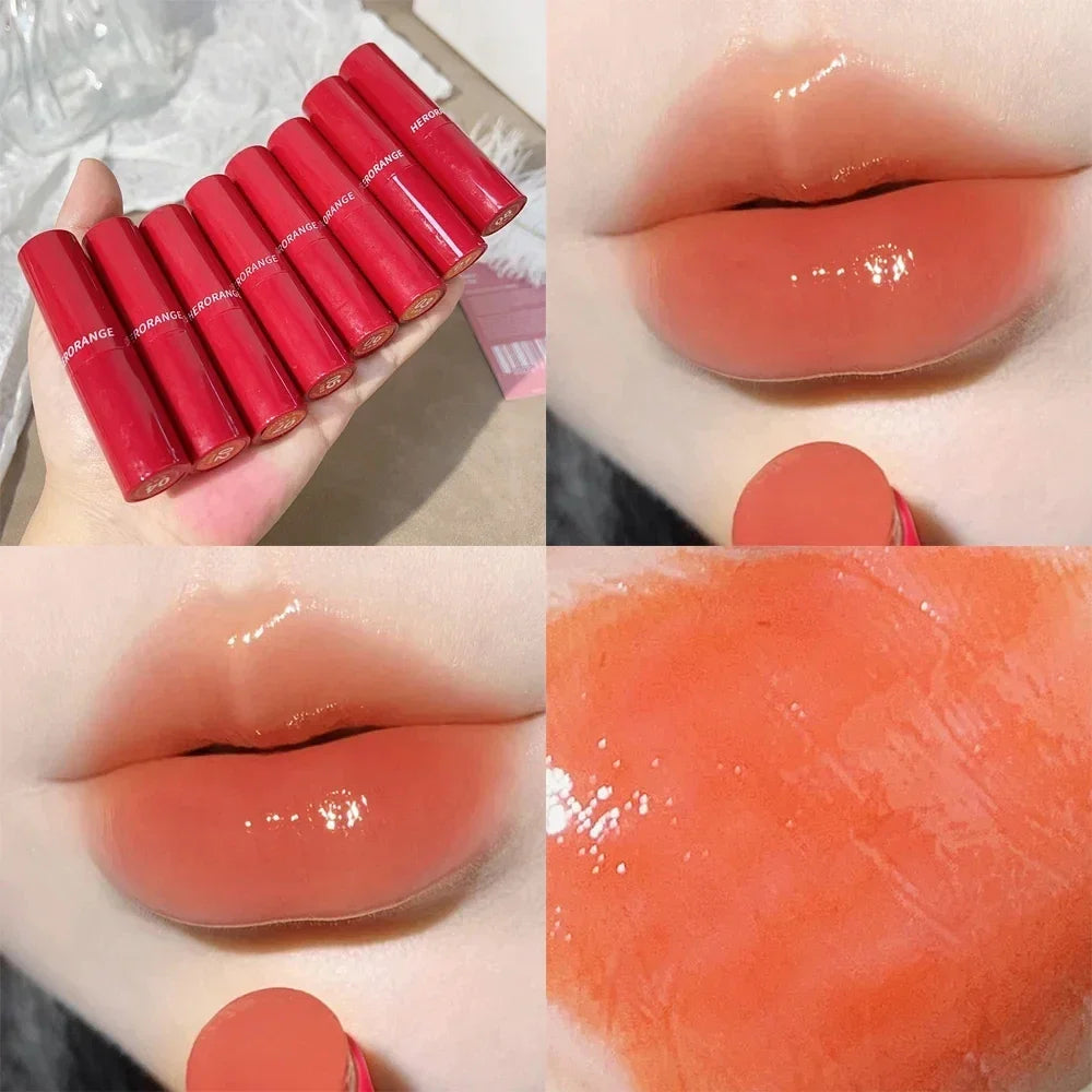 Rynx | Tinted Moisturizing Lipstick Waterproof Mirror Jelly Cherry Red Lip Lacquer Long-lasting Non-Sticky Cup Clear Solid Lip Gloss Cosmetics
