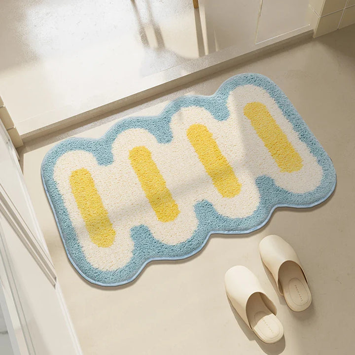 Rynx | Geometric Fabric Tufted Bathroom Mat Soft Fluffy Carpet Bedroom Nightstand Rug Doormat Floor Non-Slip Mat Aesthetic Home Decor