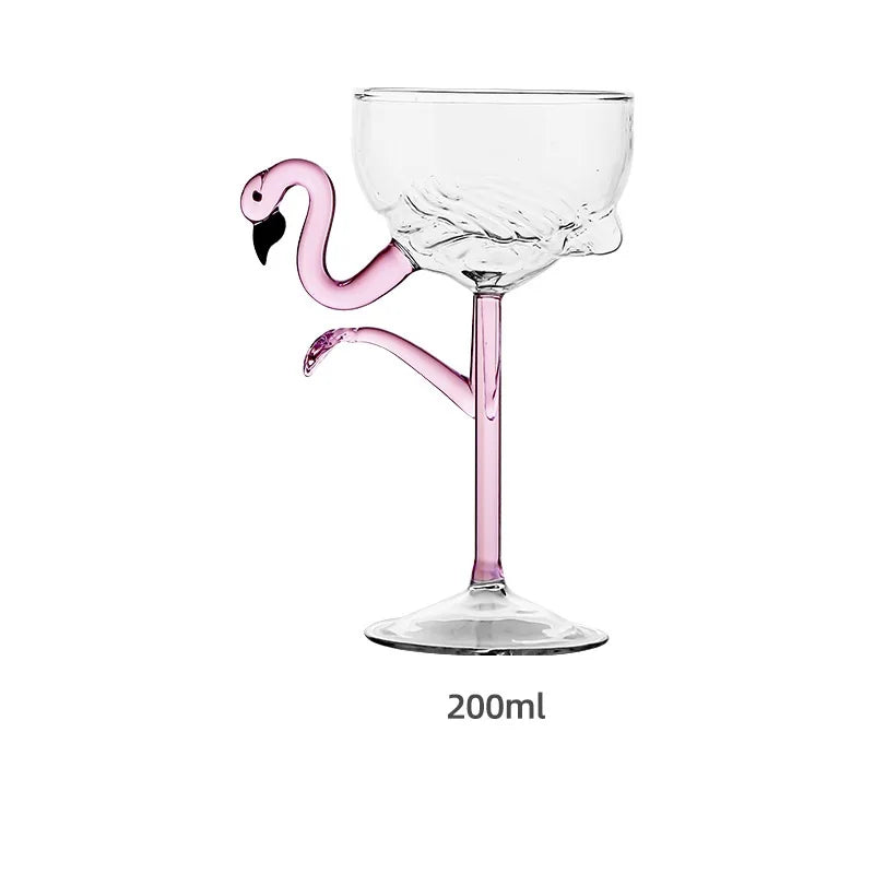 Lisslune | Pink Flamingo Cocktail Clear Party Glasses