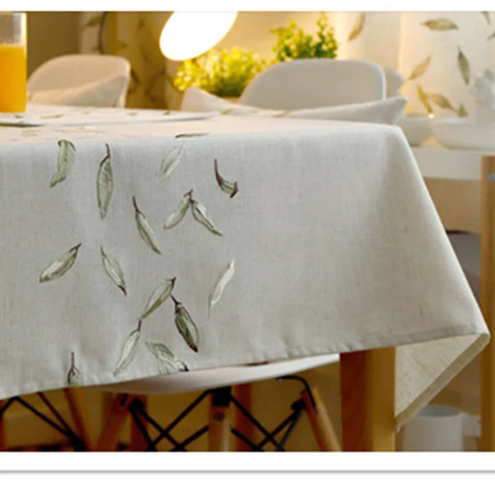Rynx Embroidered Tablecloth, Cotton-Linen Simple Foldable Dustproof Tablecloth, for Kitchen Dining Room, Party, Birthday Table Decor