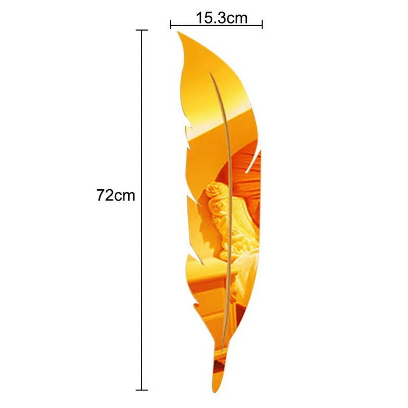 Lisslune | 3D Feather Art Mirror Wall Sticker