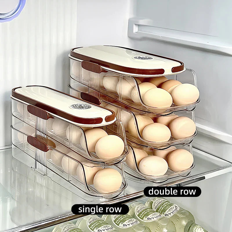 Lisslune | Fridge Organizer Automatic Rolling Transparent Egg Storage Box