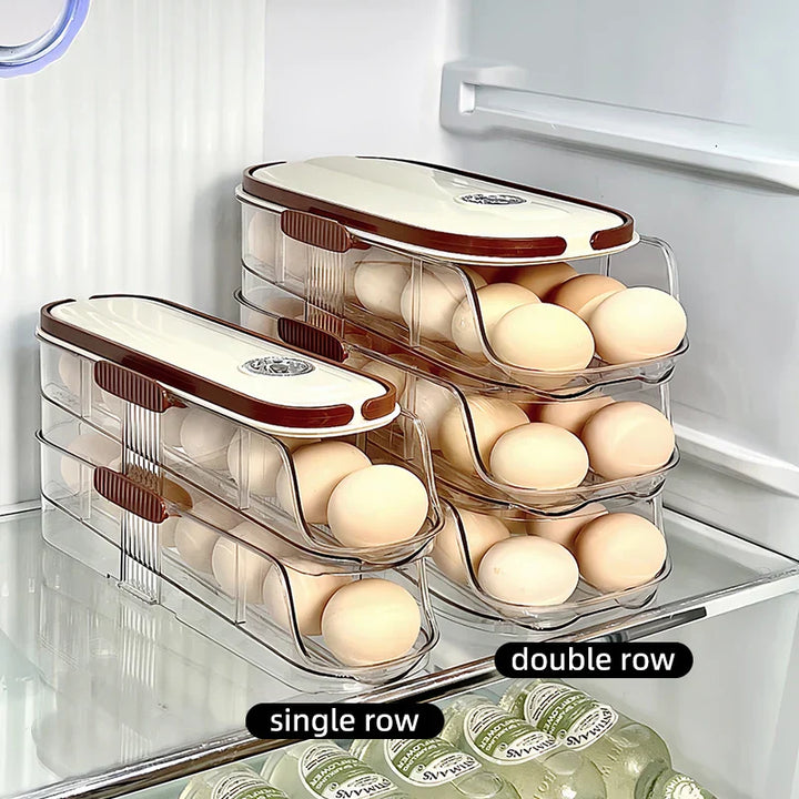 Lisslune | Fridge Organizer Automatic Rolling Transparent Egg Storage Box