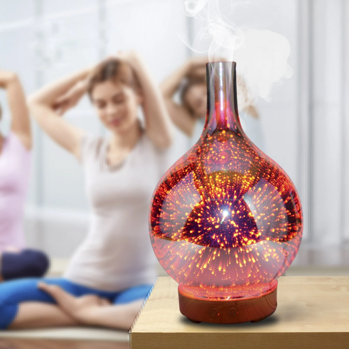 Lisslune | AromaBurst 3D Glass Essential Oil Diffuser with LED Lights