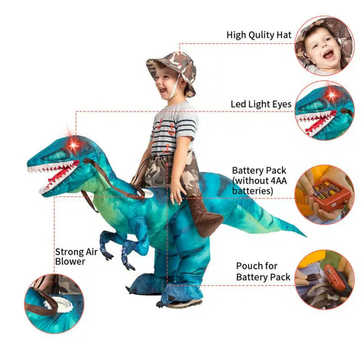Lisslune | Ride-On Inflatable Dinosaur Costume for Kids – Fun Fancy Dress for Parties & Halloween