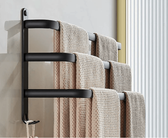 Lisslune | FlexRack Wall-Mounted Bathroom Storage Shelf with Towel Holder – Space-Saving Aluminium Rack