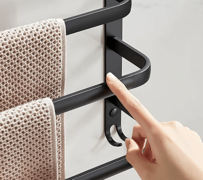 Lisslune | FlexRack Wall-Mounted Bathroom Storage Shelf with Towel Holder – Space-Saving Aluminium Rack